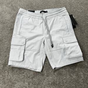 TAHARI Slim Fit Easy Tech Cargo Shorts Drawstring‎ Elastic Waist Gray Medium NWT